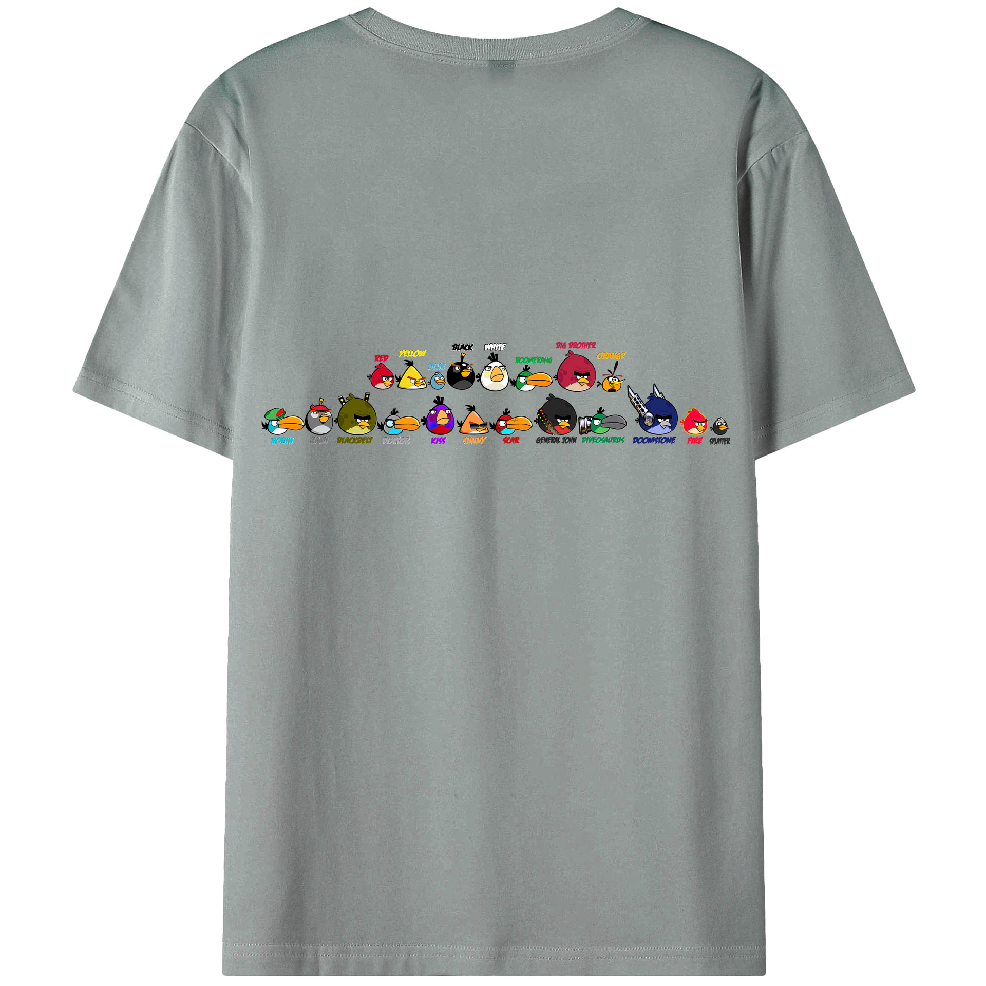 （画像用） Angry Birds アングリーバード 綿100％ メンズ半袖Tシャツ（バックプリント） 通気性